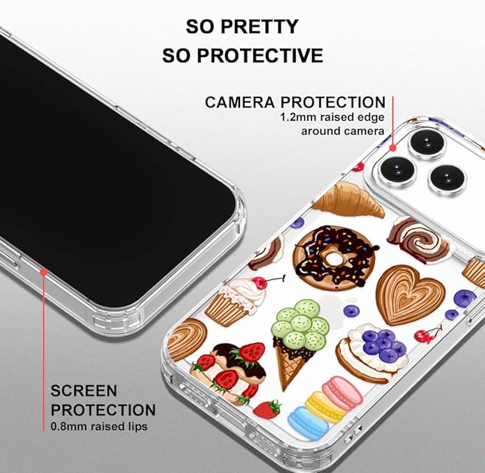 MOSNOVO for iPhone 17 Pro Max Case, Shockproof Military-Grade Protection 6.6ft Drop Tested, Camera Control, Clear Phone Case for iPhone 17 Pro Max, Sweet Treats Design