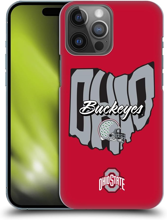 Head Case Designs Officially Licensed Ohio State University Map Football Graphics Hard Back Case Compatible with Apple iPhone 14 Pro Max