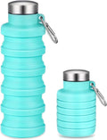Baderke Collapsible Water Bottles 17oz Travel Sports Portable Water Bottle with Portable Buckle Silicone Lightweight Reusable Leakproof for Camping Hiking Yoga Outdoor(Green)