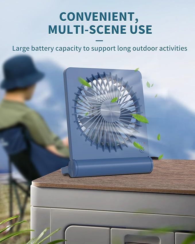 Small Desk Fan,Rechargeable USB Fan Battery Operated,Ultra Quiet, Strong Wind, 3 Speeds Travel Fans