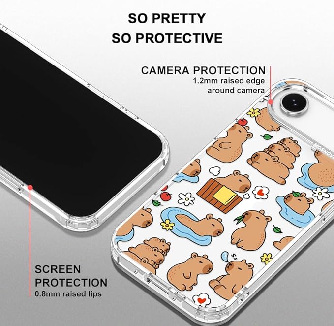 MOSNOVO for iPhone Air Case, Shockproof Military-Grade Protection 6.6ft Drop Tested, Camera Control, Clear Phone Case for iPhone 17 Air, Capybara Land Design