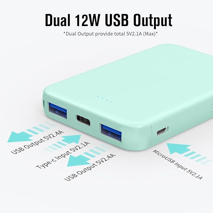 VANYUST S22 Portable Charger, Mini Colorful Power Bank, PowerNano, 5000mAh External Battery Pack Compatible with iPhone 15/14/13/12/11/X All Series and Android Phone