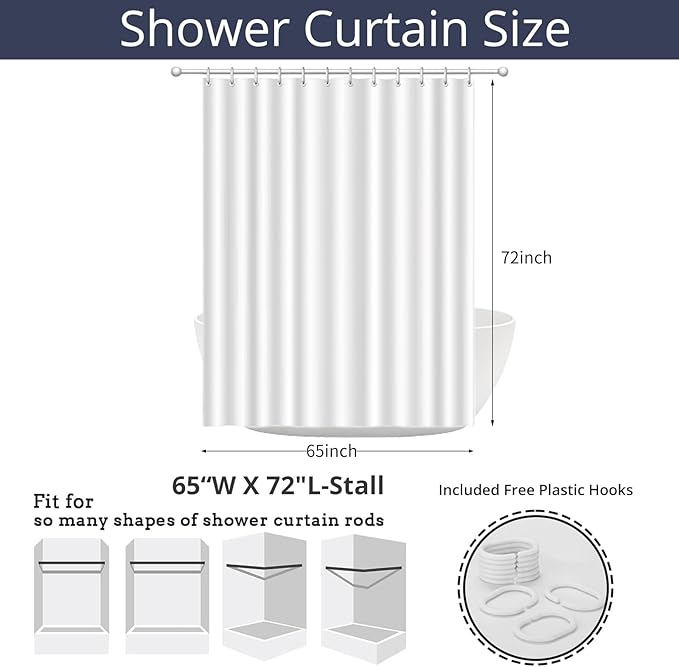 Rainbow Shower Curtain, Children Colorful Rainbow Kid Girls Cute Bathroom Curtain Waterproof Fabric Machine Washable with Hooks, 65" Wx72 L