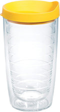 Tervis Clear & Colorful Lidded Made in USA Double Walled Insulated Tumbler Travel Cup Keeps Drinks Cold & Hot, 16oz, Yellow Lid
