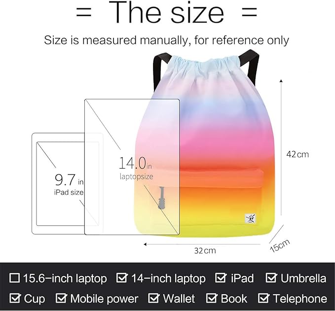 Waterproof Drawstring Bag, Gym Bag Sackpack Sports Beach Backpack for Men Women