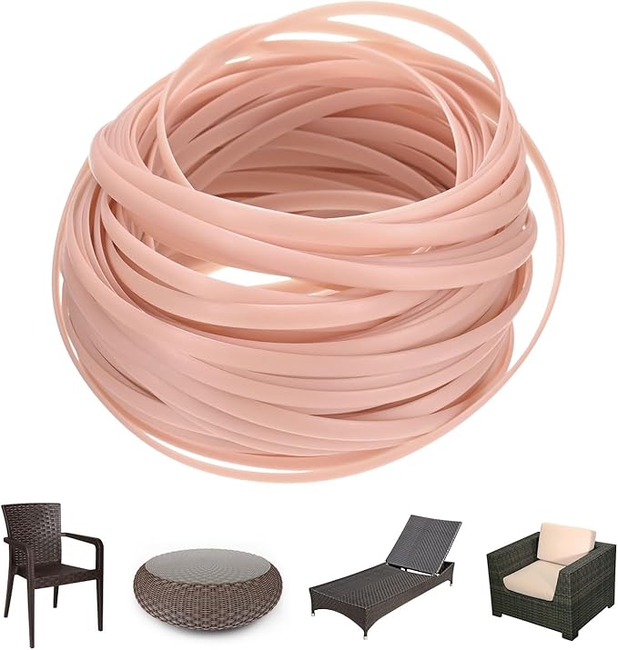 M METERXITY 1-Pack Wicker Repair Kit, 5mm x 66ft/20m Plastic Flat Rattan Replacement Supplies for Patio Furniture Repair/Basket Making/Chair Weaving, Synthetic Woven Rattan [Pink]