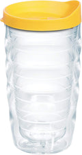 Tervis Clear & Colorful Lidded Made in USA Double Walled Insulated Tumbler Travel Cup Keeps Drinks Cold & Hot, 10oz Wavy, Yellow Lid