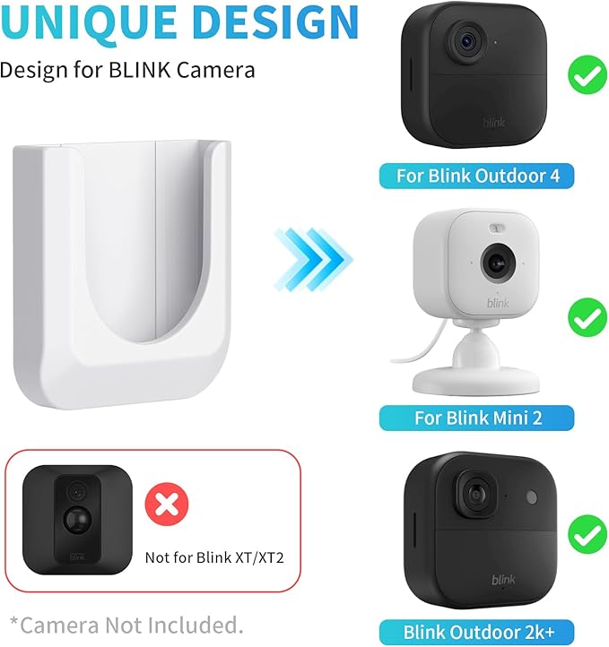 Blink Mini 2 No Drill Wall Mount Bracket for Blink Mini 2/Blink Outdoor 4/Blink Indoor Camera,No Screw Adhesive Blink Camera Mount for Blink Indoor Outdoor Camera 3Pack (Camera Not Included),White
