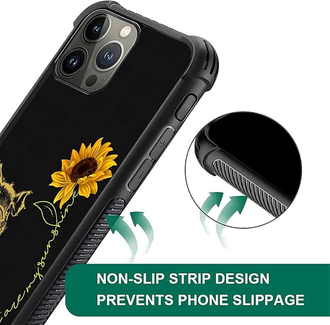 for iPhone 16 Pro Case, Pig Sunflower Yellow Sunshine Pattern Graphic Design Girl Boy Soft Silicone Hard Acrylic Shock Protection for iPhone 16 Pro