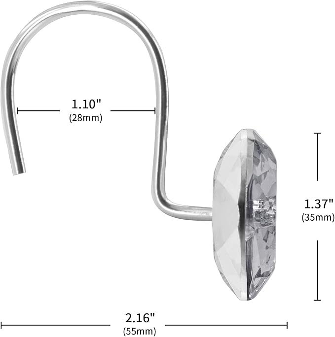 MitoVilla Grey Shower Curtain Hooks Rings, Metal Shower Hooks for Shower Curtain Liner, Rust Proof Shower Rings for Curtain Accessories and Bathroom Shower Rod, 12 Pack Bathroom Set