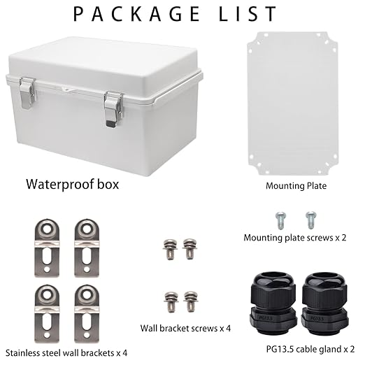 Outdoor Waterproof Electrical Box Junction Box Weatherproof IP67 ABS Plastic Enclosure Switch Router Project Box Electronics Enclosure with Mounting Plate Wall Bracket Grey 11.8"x7.9"x6.7"