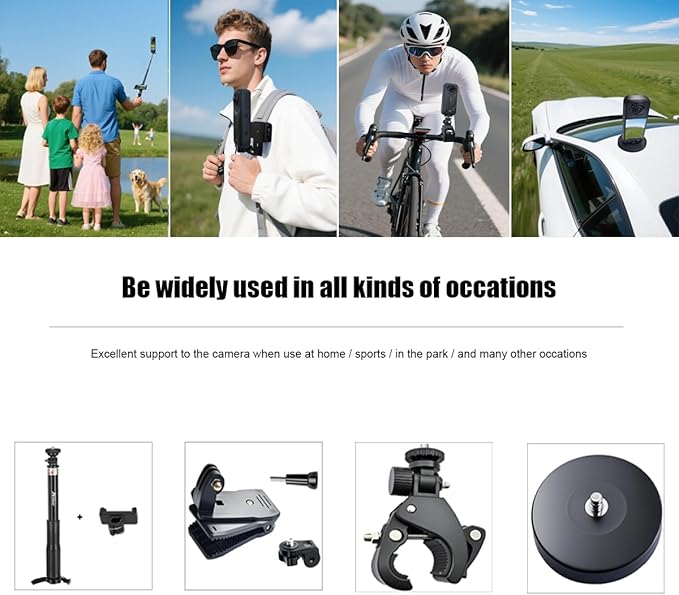 Accessories Kit for Insta360 X5 / X4 Camera Mount Bundle with Magnetic Mount Carrying Case, Selfie Stick, Tripod, Chest Strap,Bike Clamp,Screen Protector Non-Slip Mounts for Insta 360 X5 / X4 60I