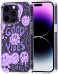 MOSNOVO Case for iPhone 14 Pro, [Buffertech 6.6ft Military-Grade Drop Protection] [Anti Peel Off Tech] Clear TPU Bumper Phone Case Cover Design - Good Vibes