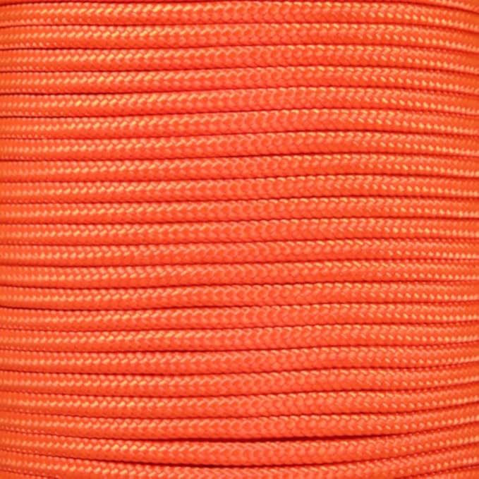 Paracord Planet | Type II Commercial Grade 425 Paracord – 425 LB Tensile Strength W/ 3mm Diameter (Neon Orange, 25 FT)