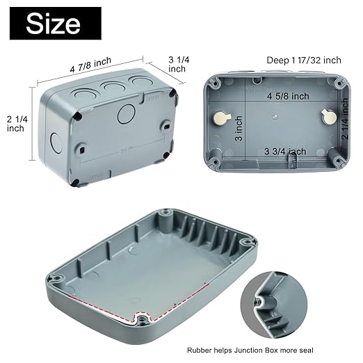 IP66 Weatherproof Electrical Project Boxes in Grey,Nineleaf PVC/ABS Plastic Enclosure Box 4.9 x 3.3 x 2.3 inch,Indoor/Outdoor Watertight Enclosure Box,3PK