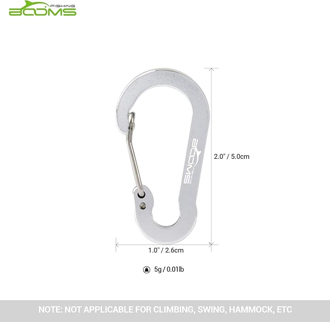 Booms Fishing CC1 Multi-Use Carabiner Clip, 6 Pack Small Caribeener Clips, Mini Keychain Caribeaner Clip 2 inch, Aluminum D Ring Carabiners, Multi-colored