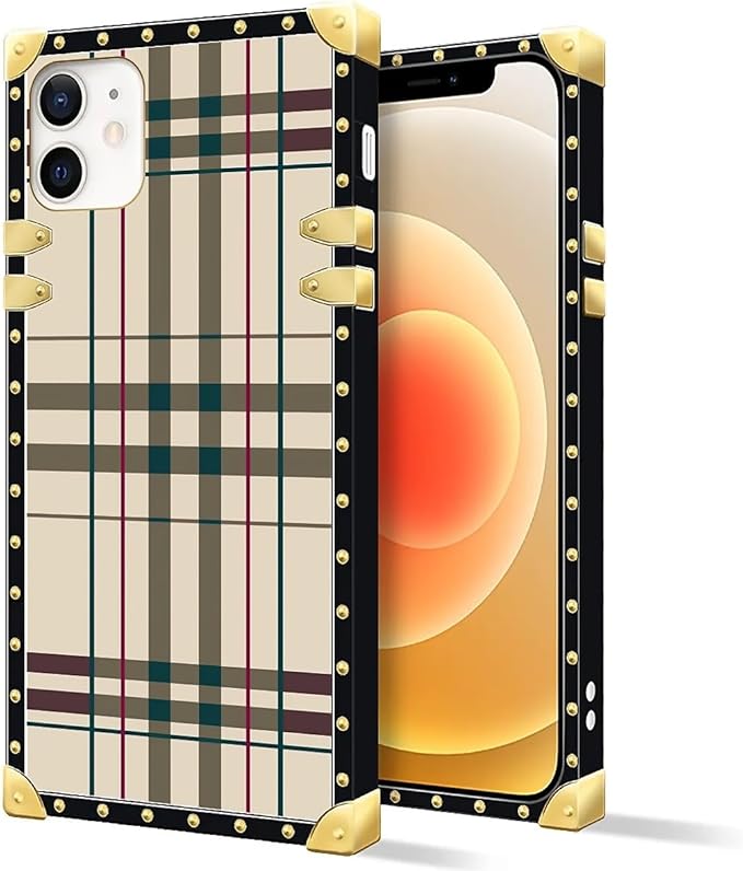 Compatible with iPhone 11 Case, Black Red Beige Stripes Luxury Golden Decoration for Girl Women Soft TPU Shockproof Protective Hard PC Back for iPhone 11