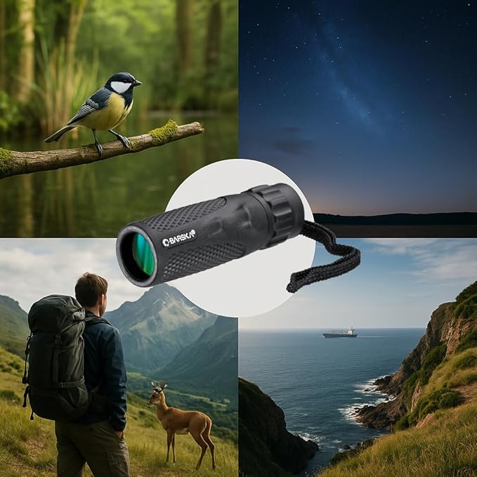 Barska Blackhawk Waterproof Monocular – Compact, Fogproof, Multi-Coated Optics, Slip-Resistant Grip for Birding, Hiking, Sports, Concerts & Outdoor Use