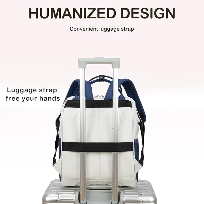 KROSER Laptop Backpack 17" Stylish Backpack Water Repellent College Casual Daypack Travel Business Work Bag for Men/Women-Beige/Haze Blue
