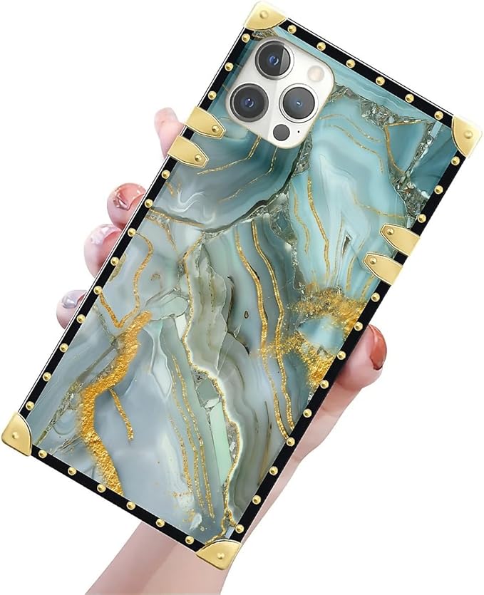 Compatible with iPhone 12 12 Pro Case, Golden Texture Marble Veining Luxury Golden Decoration for Girl Women Soft TPU Shockproof Protective Hard PC Back for iPhone 12 12 Pro
