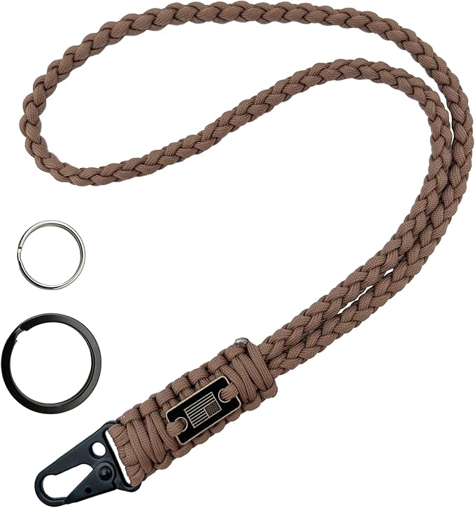 DDOUT Heavy Duty Paracord Lanyard 550 Paracord Braided Keychain for ID Badges, Camera, Whistle, Traveling, Outdoor Activities