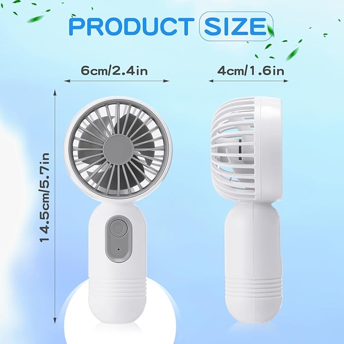 Rossesay 6 Pcs Mini Portable Fan Bulk Cute Handheld Lightweight Small Little Personal Hand Eyelash Fan 3 Speeds USB Rechargeable for Women Men Indoor Outdoor Makeup Travel (White)