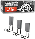 GATOR MAGNETICS MEGA 3 in Closed Hooks, 45 lb Heavy Duty Magnetic Hooks for Steel Surfaces, Patented Easy-Release, Non-Slip Grip – Storage & Organization, Garage, Home Tools & Gear Storage – 3 Pack