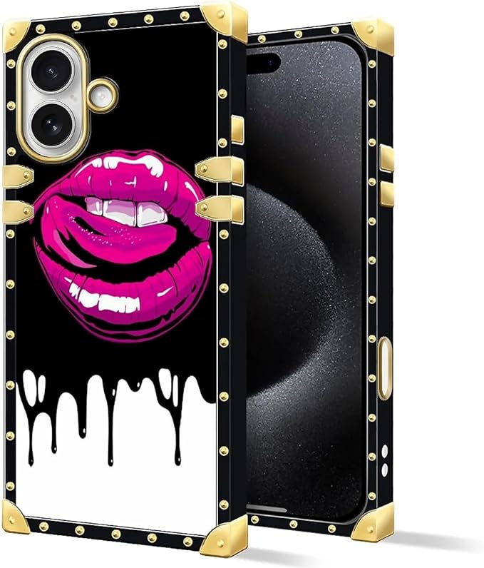 for iPhone 17 Case Luxury Golden Decoration for Girl Women Soft TPU Shockproof Protective Hard PC Back for iPhone 17 Crazy Pattern Black White Red Slap Sexy