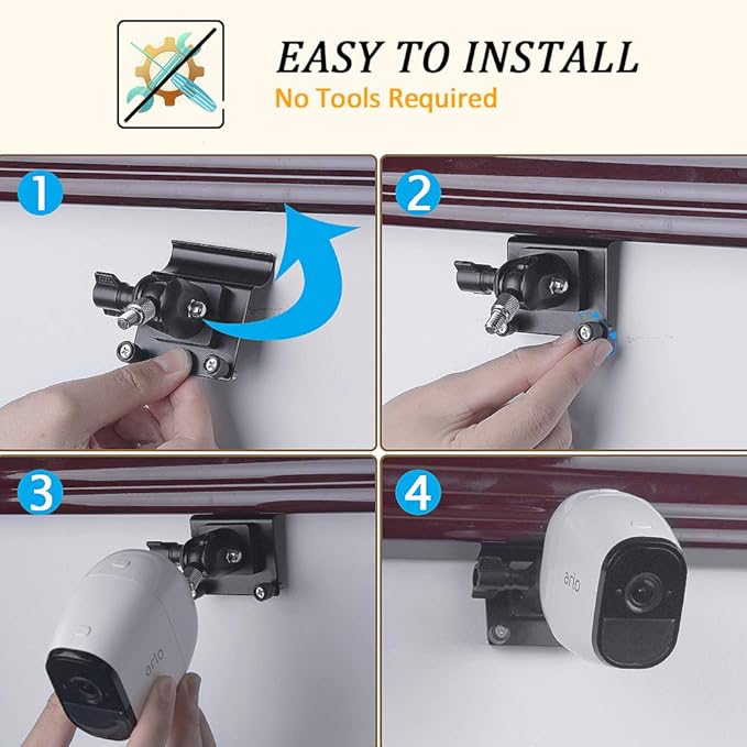 HOLACA [Upgraded Version] Vinyl Siding Clips for Arlo Ring Eufy Security Camera, Siding Cam Hanger Hooks for Mounting Home Security System, Weatherproof Stainless Steel Material (2 Pack, Black)