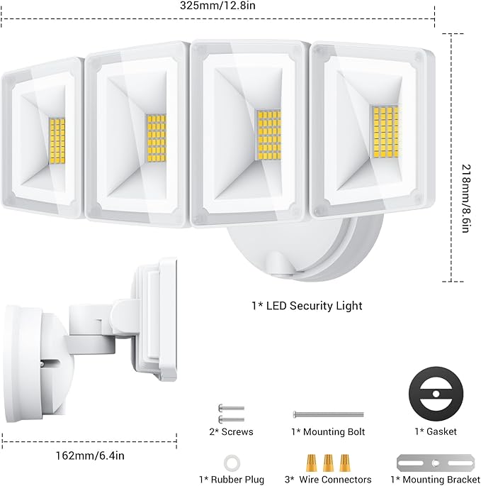 USTELLAR 100W LED Floods Light Outdoor, 10000LM Super Bright Flood Lights Switch Controlled, Security Lights with 4 Adjustable Heads, IP65 Waterproof, 5000K Daylight for Eave, House, Backyard 2 Pack