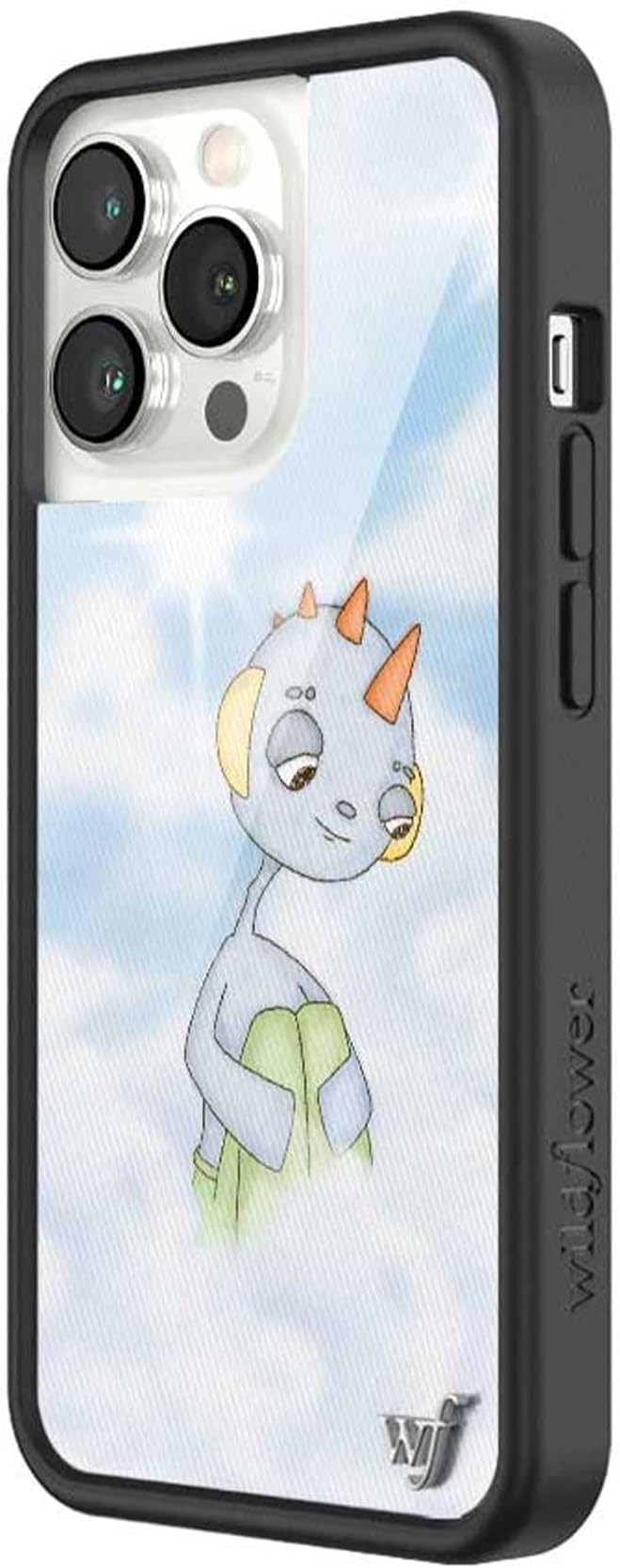 Wildflower Cases - Compatible with iPhone 13 Pro| Protective Black Bumper, 6.5ft Drop Test Certified, Women Owned Small Business | Blue White Clouds Sky Dainty Cute Trendy | Collab- Drew