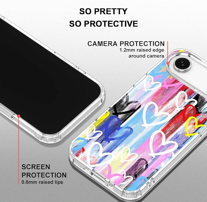 MOSNOVO for iPhone Air Case, Shockproof Military-Grade Protection 6.6ft Drop Tested, Camera Control, Clear Phone Case for iPhone 17 Air, Graffiti Hearts Design