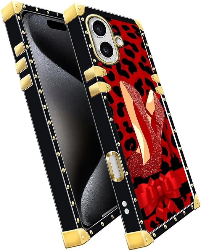 for iPhone 17 Case Luxury Golden Decoration for Girl Women Soft TPU Shockproof Protective Hard PC Back for iPhone 17 Crazy Pattern Elegant High Heels