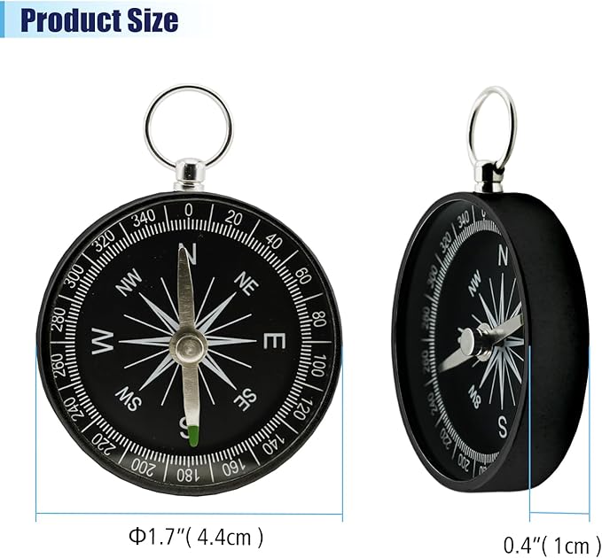 Pocket Compass, 2 Pieces Mini Compass with Key Ring, Suitable for Hiking Survival, Mountaineering Camping, Outdoor Adventure Party Navigation Tools
