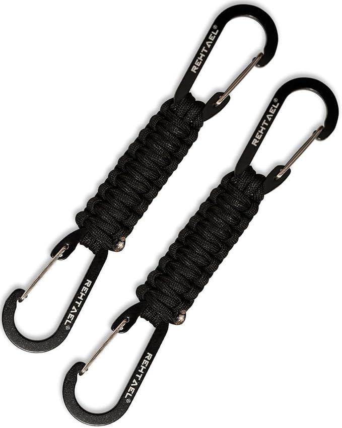Paracord Braided Carabiner Keychain Lanyard Strap, Hanger Stroller Hook w/2 Carabiner Clips for Water Bottle Backpack