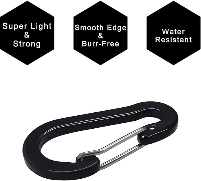 Mini Carabiner Clip Aluminum Lightweight D-Shape Spring for Keychain Climbing Fishing Hiking Outdoor