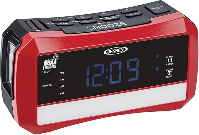 Digital AM/FM Weather Band Alarm Clock Radio with NOAA Weather Alert, Emergency Light and Built-in Flashlight