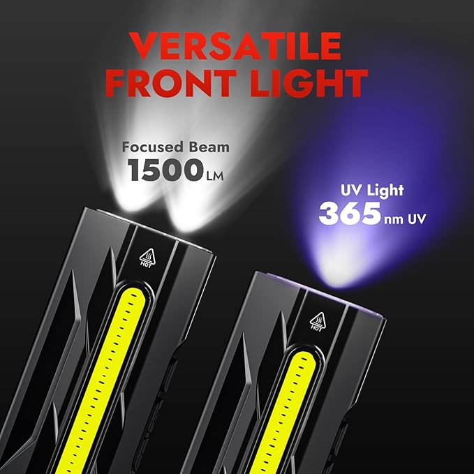WARSUN Rechargeable EDC Flashlight – 1500 Lumen Compact LED Pocket Flashlight with Magnetic Base and Clip, Portable Work Light for Dog Walking, Camping, Car Repair and Emergency Use