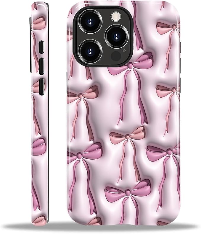 for iPhone 12/12Pro Case,HL2 Abstract Ribbons Bows Hybrid 2 Layer Hard Shell Silicone Protective Pattern Design Case