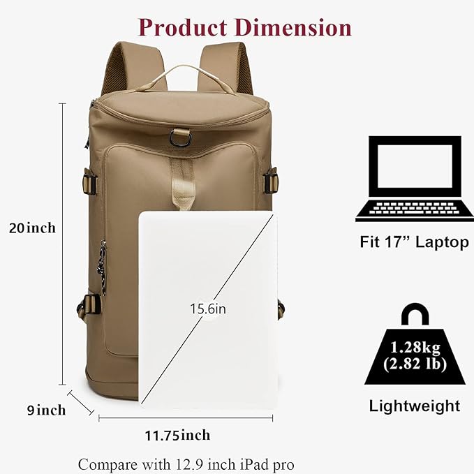 Gym Duffle Bag Waterproof black Laptop Backpack Suitable for Hiking, Fishing, Travel 40L Large Capacity Trendy Cool Lightweight Backpack for Men and Women