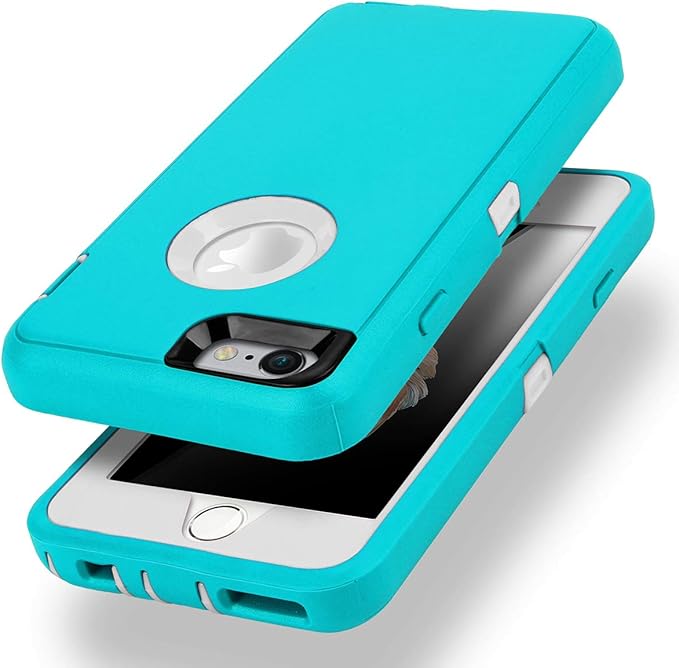 AICase iPhone 6 Case, iPhone 6S Case [Heavy Duty] Built-in Screen Protector Tough 3 in 1 Rugged Shockproof Cover for Apple iPhone 6/6S (Light Blue/White)
