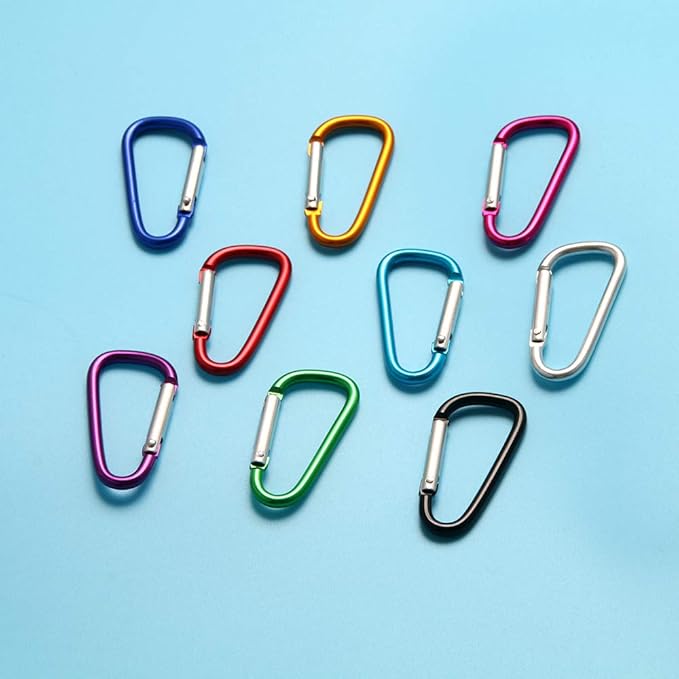 Carabiner Clips, Upins Aluminum Locking Spring Hook Keychain D Shape Heavy Duty Buckle Pack Carabiners Clip Lock Snap Hooks Backpack Clip