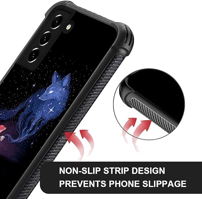 for Samsung Galaxy S21 Plus Case, Galaxy Fox Wolf Pattern Graphic Design Girl Boy Soft Silicone Hard Acrylic Shock Protection for Samsung Galaxy S21 Plus