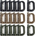 Topbuti 18 pcs Multipurpose Grimlock D-Ring Locking Molle Clips Hanging Hook for Webbing Strap Molle Bag Tactical Backpack