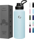 Sports Water Bottle 40oz, Insulated Water Bottle with Handle,Stainless Steel,Simple Modern,Suitable for Travel, School, Boy, Girl(FOG)