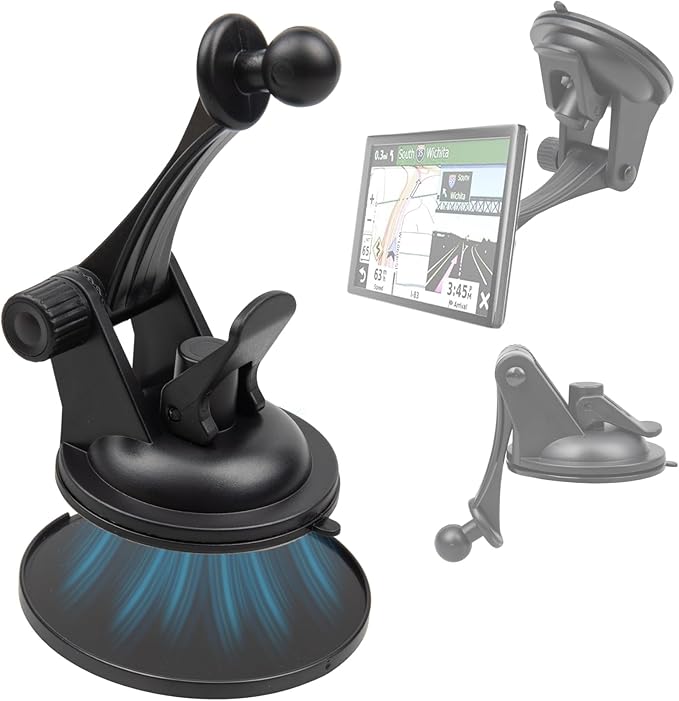 EWAY GPS Windshield Dashboard Mount for Garmin, 17mm Ball Mounting Pattern, Adjustable Arm Navigation Suction Cup Holder w/GPS Disk for Garmin Nuvi Dezl Drive Drivesmart Zumo Driveassist DriveLuxe