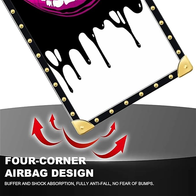 Compatible with iPhone 16 Case, Black White Red Slap Sexy Luxury Golden Decoration for Girl Women Soft TPU Shockproof Protective Hard PC Back for iPhone 16