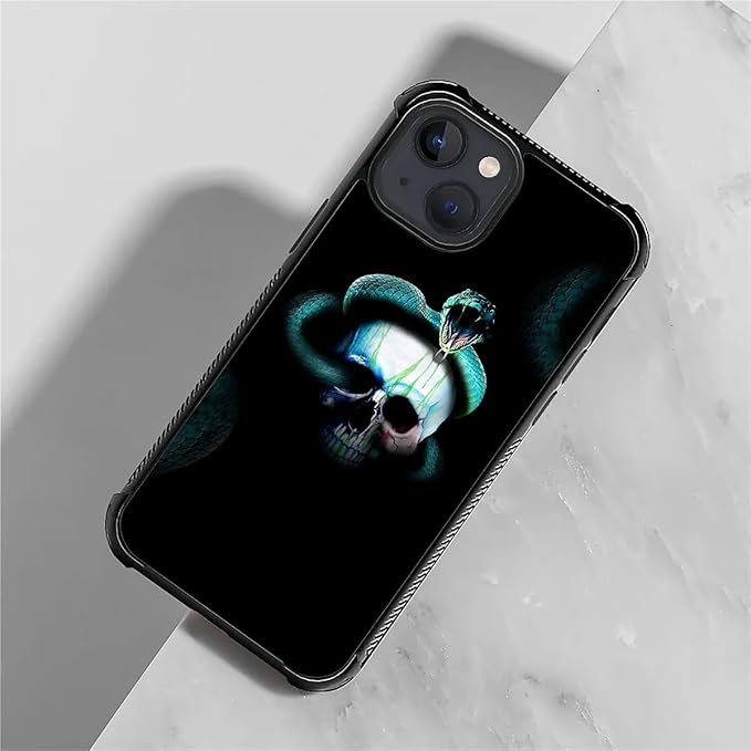 for iPhone 15 Case, Skeleton Winding Snake Pattern Graphic Design Girl Boy Soft Silicone Hard Acrylic Shock Protection for iPhone 15