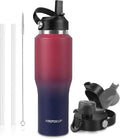 ABOTOCUP 32oz Water Bottle with Powder Coated, Fit in Any Car Cup Holder, Water Bottle with Straw Lids, Stainless Steel Insulated Water Flask Double Wall Leak-proof BPA Free to Keep Cold&Hot
