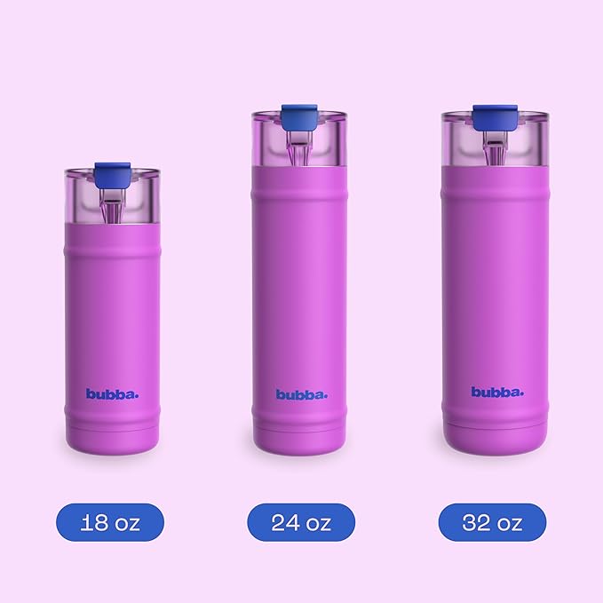 bubba 24 oz Dualsip Insulated Stainless Steel Water Bottle with Straw - Reusable, Leakproof, Lightweight, Dishwasher Safe, Lead-Free and BPA-Free, Moodbooster